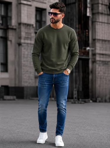 Image of Mack Jonney Men's Solid Winter Sweatshirt|Soft Fleece Fabric Full Sleeve Round Neck Sweatshirt|Stylish Casual Wear for Men-mj-281