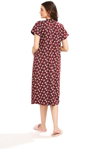 Image of AV2 Women Cotton Printed Maternity Nursing & Feeding Relaxed Fit Nighty -3147