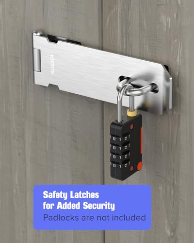 YogePote Door Lock Hasp Latch, 5 Inch Stainless Steel Hasp Lock, Door Padlock Clasp Hasp Latch Lock with Screws, Gate Lock Hasp Latch for Outside Doors, Sheds, Fence, Cabinets, Lockers (Silver -1pc) - Image 3