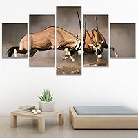 SIGNWIN 5 Panel Canvas Wall Art Modern Art Animals Cow Expressive Farmhouse/Country Multicolor Photography Sheep for Home Decorations Ready to Hang - 60