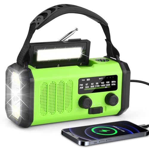 10000mAh Solar Radio, Tragbar Kurbelradio AM/FM Notfallradio mit 10000mAh...