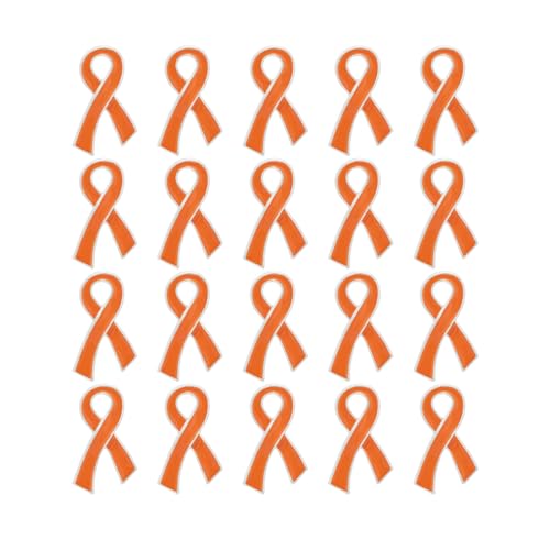 25 Pack Orange Ribbon Pins 1/5/25/100 for Kidney Cancer, Leukemia, Multiple Sclerosis, Hunger, Violence Awareness - Ideal for Support Groups and Fundraising