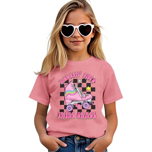 Image of SOFEON First Day of School Shirt for Girls Rollin' Into 1st /2nd /3rd Grade T-Shirt Back to School Skating Graphic Tees Tops