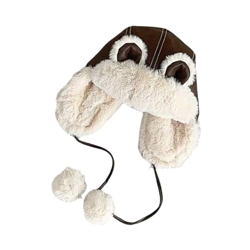 Kids Winter Earflap Hat Bear Ears Designs Winte Warm Hat PU Leather Windproof Warm Lining Adjustable Strap Ages 6 to 12 - Main Image