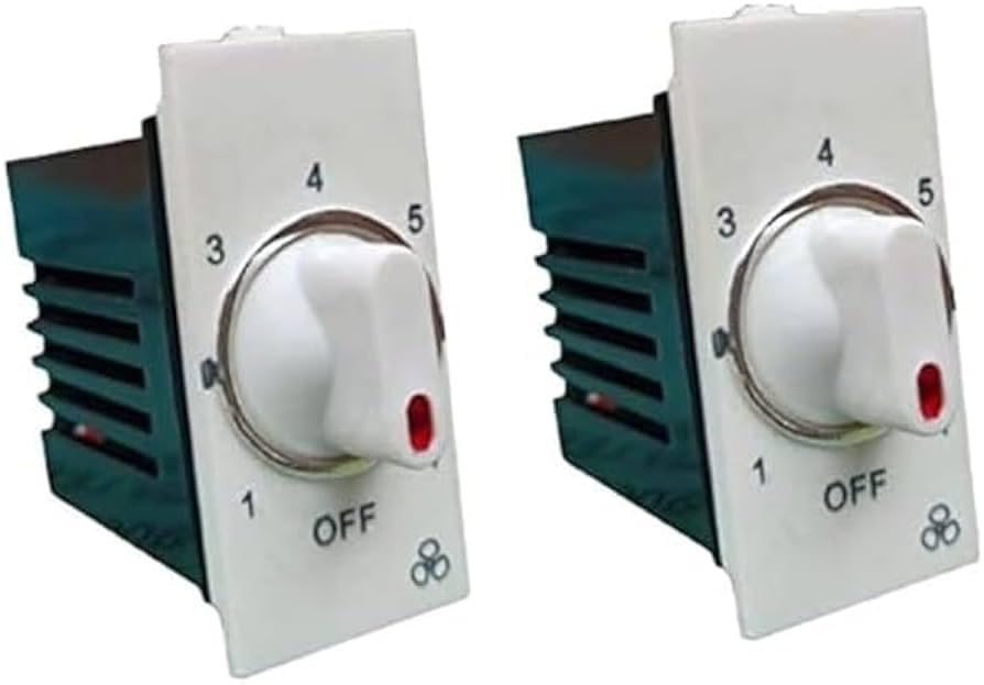 Image of SEER Ceiling Fan AC (Alternating Current) Switch 7 Step Type Fan Regulator Use In Household, Offices, Shops, Restaurants, Hospitals And More (White) Modular(L*B = 5.5 * 2.4Cm) Pack 2