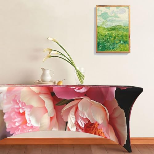 Nappe de table extensible motif fleurs pivoine lavable de 1,8m