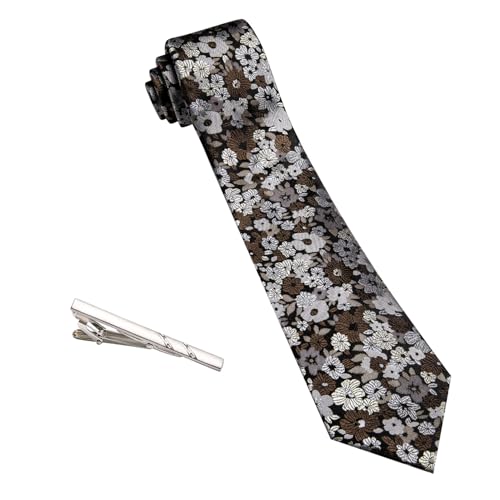 Image of Barry.Wang Neckties for Man Floral Silk Woven Tie for Man Necktie Clips Fashion Designer 3.34 inch inch Party Prom, Light Grey