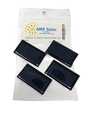 AMX3d 4 PCS -5V 30mA 53X30mm Micro Mini Power Solar Cells for Solar Panels - DIY Projects - Toys - 3.6v Battery Charger