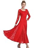 Lace Ballroom Dance Dress - Long Skirt, Modern Swing Dress for Waltz Competition