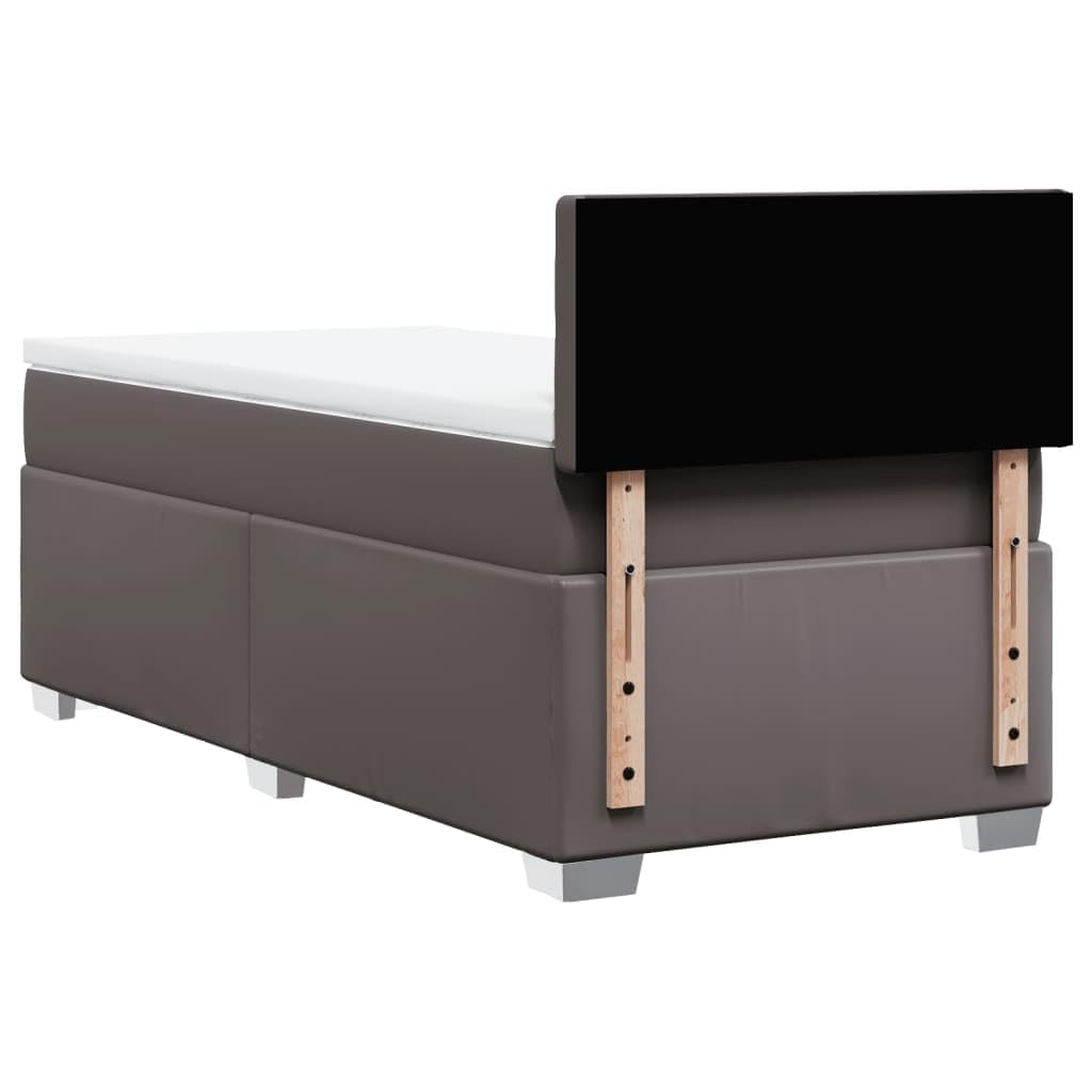 Łóżko Sprężyny Pudełkowe - Mattress Spring, Sprung Divan, Sztuczna Skórzana Metalowa Rama łóżka, z Zagłówkiem i Materacem (80 x 200 cm)