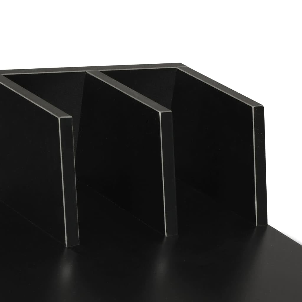 Schreibtisch Schwarz aus Holzwerkstoff mit Stahlbeinen 80x50x84 cm kompakt für Homeoffice, Arbeitszimmer, Jugendzimmer, ergonomisch mit Ablage und Stauraum für PC, Laptop, Gaming und Lernen