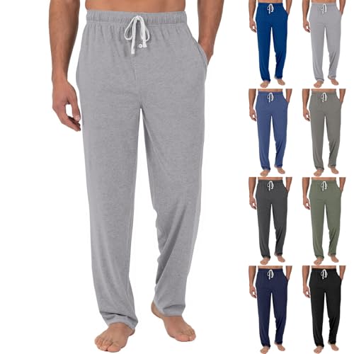 Mens Pajama Pants Drawstring Straight Leg Sleep Bottoms Elastic Waistband Lounge Pant Loose Sleepwear with Pockets4
