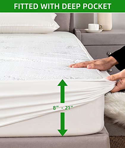 Warmstar Waterproof Mattress Protector Full Size, Viscose From Bamboo Mattress Cover 3D Air Fabric Breathable Ultra Soft, Noiseless Mattress Pad Cover Washable Fitted 8"-21" Deep Pocket #TOP5