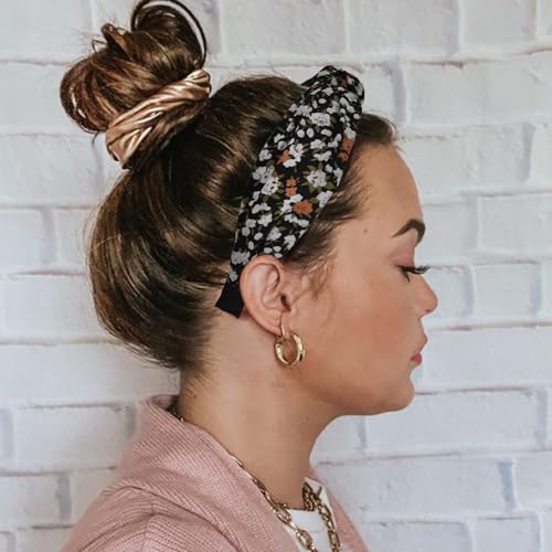 Image of DRESHOW 8 Pack Knotted Headbands for Women Wide Turban Headband Yoga Exercise Ribbing Hair Hoop Hair Bands Accessories