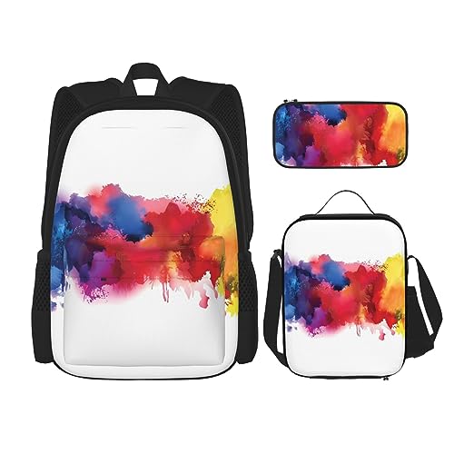 Sac à dos robuste et léger avec sac à lunch isotherme et trousse à stylos durable noire