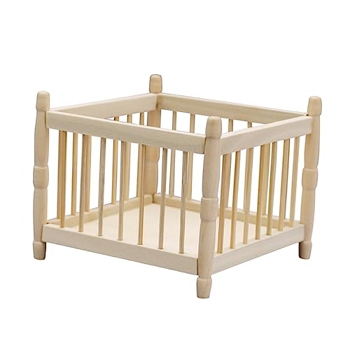KESYOO Realistic Miniature Baby Bed for Dollhouse 1:12 Scale Mini Bed Accessory Safe Bamboo Wood Construction