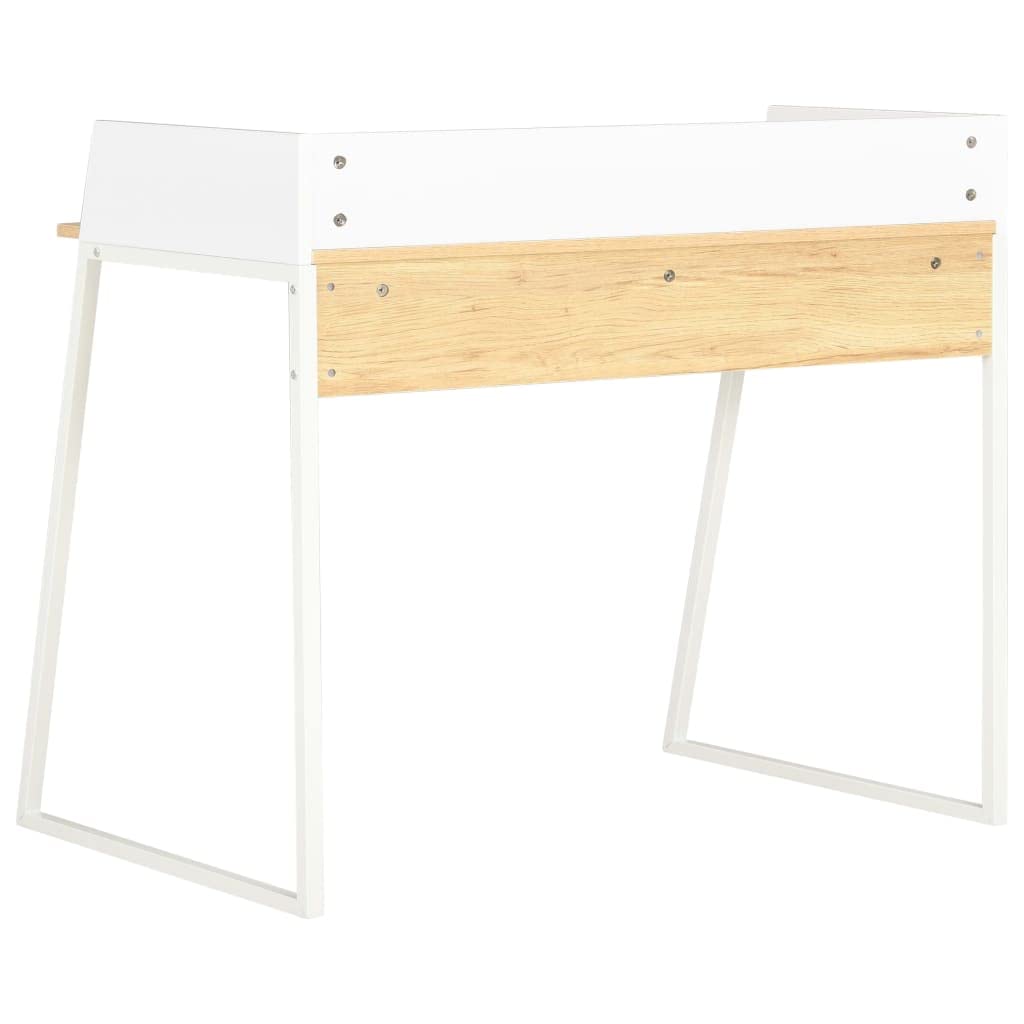 Scrivanie Gaming Tavolo Consolle Scrivania Da Gaming Tavolo Da Lavoro Scrivania Bianca e Rovere 90x60x88 cm per Soggiorno Camera Da Letto Studio Sala Studio