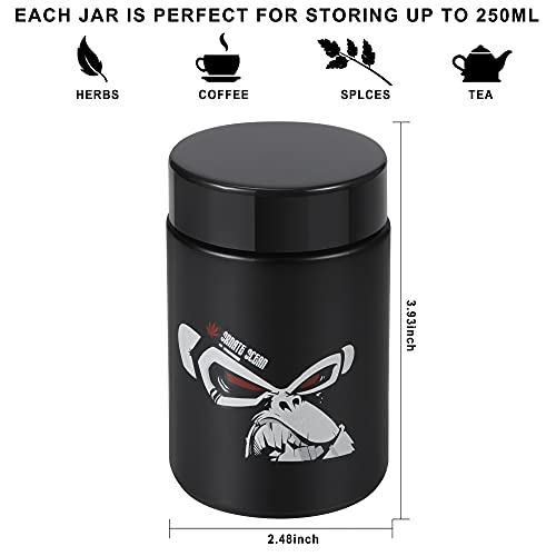 Ornate Ocean 4-Pack 250Ml Uv Glass Stash Jars - 4 Piece Set Multipurpose Storage Containers - Convenient Airtight Smell Free Screw Top Lid Jars Preserves And Secures Your Herbs #TOP2