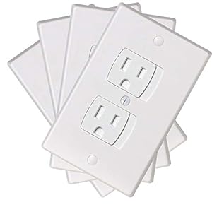 Ziz Home Self-Closing Childproof Outlet Covers | 4 Pack | White | Universal Electric Outlet Cover – Baby Proof Kit…