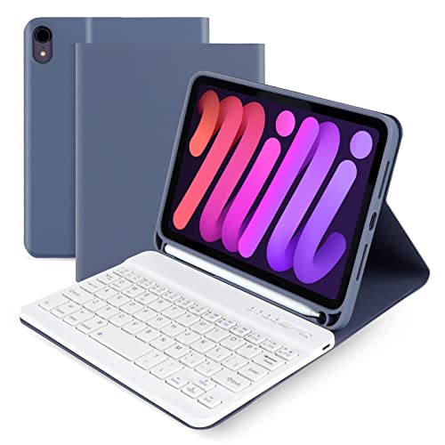 Lively Life iPad Mini 6 Keyboard Case, Bluetooth Keyboard for iPad mini 6th generation 8.3 inch, Protective Case with Detachable Wireless Keyboard, Built-in Pen Holder - Blue