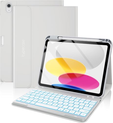 Image of typecase Folio Keyboard Case for iPad A16 (11th) & iPad 10th Gen 10.9 inch (2022), Magnetic Wireless Detachable Keyboard, 7-Color Premium Backlight, Thin & Light, Pencil Holder (Gray)