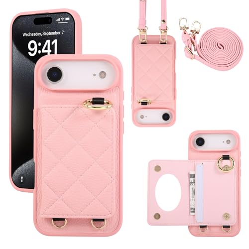 Étui iPhone 17 Air rose antichoc qui évite les chutes grâce à son anneau