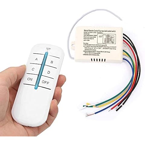 Interruptor de control remoto inalámbrico 4 vías ON/OFF 220V Cover