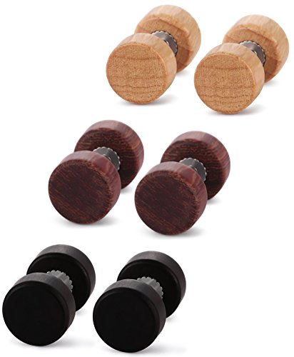 Jstyle Jewelry 3-7 Pairs Stainless Steel Mens Womens Stud Earrings Ear Plugs Tunnel (B: Three Pairs 8mm)