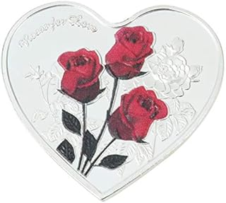 BESPORTBLE Rose Commemorative Coin Heart-shaped Collection Coin 52 Languages I Love You Coin Art Collection Silver