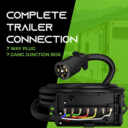 image for GearIT 7 Way Plug Inline Trailer Cord (16 Feet) with 7 Gang Junction B