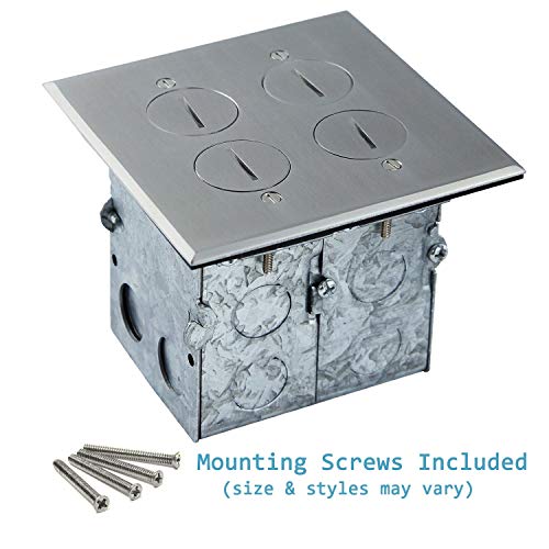 Enerlites Screw Cap Cover Floor Box Kit, 5” X 5” 2-Gang, 20A Tamper-Weather Resistant Receptacle Outlet, Keystone Ports, Watertight, Corrosive Resistant, Ul Listed, 975510-Ss-D, Stainless Steel #TOP6