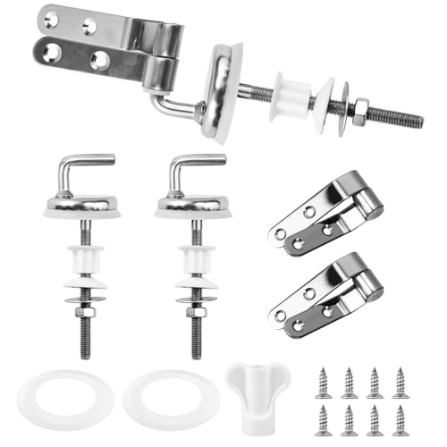 NAROSEBE Set de fijación para asiento de inodoro, 7 piezas, piezas de repuesto, bisagra de repuesto, tapa de inodoro, bisagras de acero inoxidable para tapa de inodoro