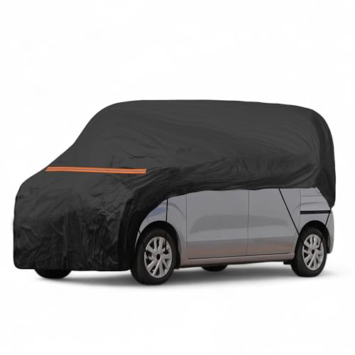 X AUTOHAUX フロントカバー ボンネットカバー ルーフ保護 軽自動車Sサイズ ヘッドライト黄ばみ劣化 防止 保護 uvカット 雹対策 蛍光反射 防風ロープ付き ブラック 長さ430cm