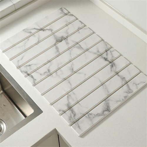 Lawnoval Alfombrilla de secado de platos plegable de tierra de diatomeas de 40 x 30 cm, súper absorbente, resistente al calor