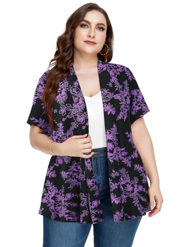 Image of LARACE Short Sleeve Cardigans for Womens Summer Tops Casual Plus Size Open Front Lightweight Cover Up