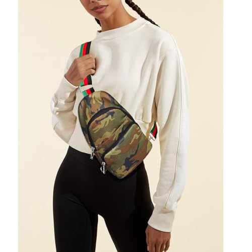 Image of Dyalsa Small Sling Bag for Women, Canvas Fanny Pack Crossbody Bags Camouflage Chest Bag With Strap