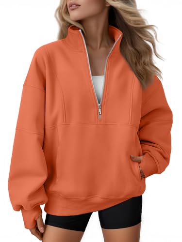 Image of AUTOMET Women's Quarter Zip Oversized Sweatshirt Fleece Mock Neck Pullover