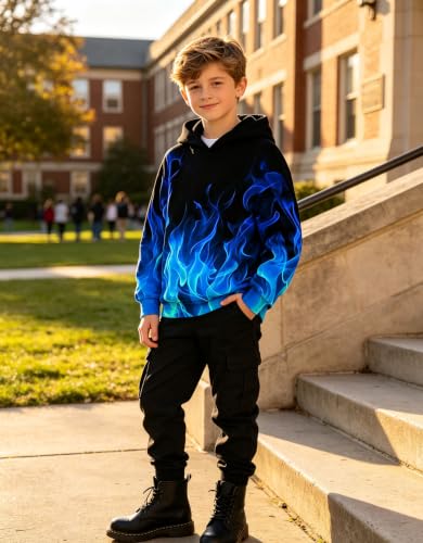 Image of TUONROAD Boys Hoodies 3D Graphic Sweatshirt Lightweight Pullover 6-16T cool