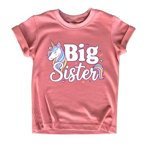 Big Sister Shirt Pregnancy Announcement Toddler Girl Unicorn Shirts Promoted to Girls Outfit New Baby Pregnancy Reveal Gift (US Age 12 Months Mauve)