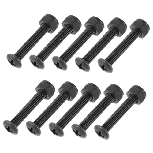 LIOOBO 10pcs Portable Black Screws Nuts Bolts for Secure Connection for Skateboards Surfboards and Sports Equipment Repairs