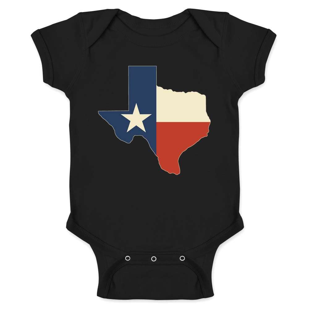 Pop Threads Texas Flag Lone Star State Map Proud Texan Baby Clothes Baby Girl Boy Bodysuit Black 6M
