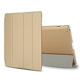 BESDATA Ultra Slim Lightweight Smart Stand Cover Auto Wake/Sleep Function & Translucent Back Case for Apple iPad 2 / iPad 3 / iPad 4 Bundle with Screen Protector, Cleaning Cloth & Stylus (Gold)