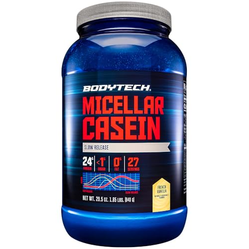 BodyTech Micellar Casein Protein Powder - Slow-Release for Overnight Muscle Recovery - 24g Protein per Serving - French Vanilla (2 lb) BodyTech Micellar Casein Protein Powder - Slow-Release for Overnight Muscle Recovery - 24g Protein per Serving - French Vanilla (2 lb)