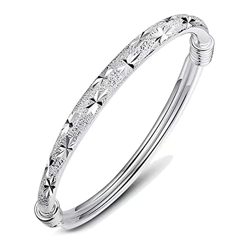 Salanda Silver plated Bangle, Fashion Simple Open Bracelet Jewelry Women Girls, cm, Sterling Silver, No Gemstone