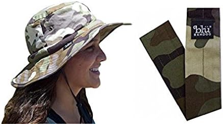 Blubandoo Water Activated Cooling Crystal Camo Safari Hatbandoo & Neckbandoo Size: L/XL.