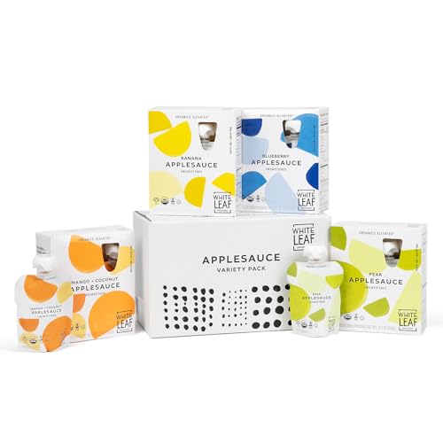 White Leaf Provisions Regeneratively Farmed, No Added Sugar, Kosher, USDA, GMO & BPA free Applesauce Variety Pack (Pack of 16)