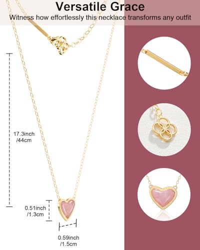 AICase 18K Gold Plated Heart Pendant Necklace for Women,Fashion Dainty Simple Adjustable Length Jewelry,Anniversary Birthday Gifts for Women/MoM/Sister/Friends/Her/Wife/Grandma/Coworker4