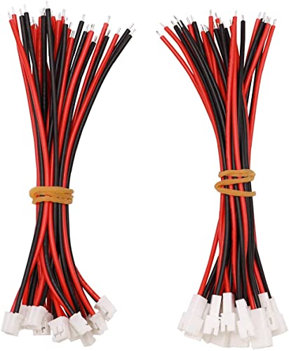 Babaobox Lot de 20 paires de câbles 24 AWG JST PH2.0 mâle et femelle à 2 broches pour batterie JJRC H36 H67 Blade Inductrix E010 E013