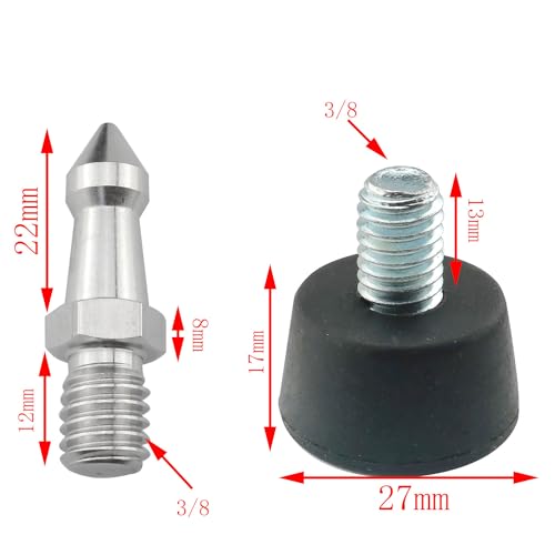 image for CHENJIN 6PCS Non Slip Camera Feet, 3/8 Inch Foot Spike, 3pcs Each Thre