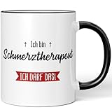 JUNIWORDS Tasse, Ich bin Schmerztherapeut. Ich darf das!, Schwarz (5641808)
